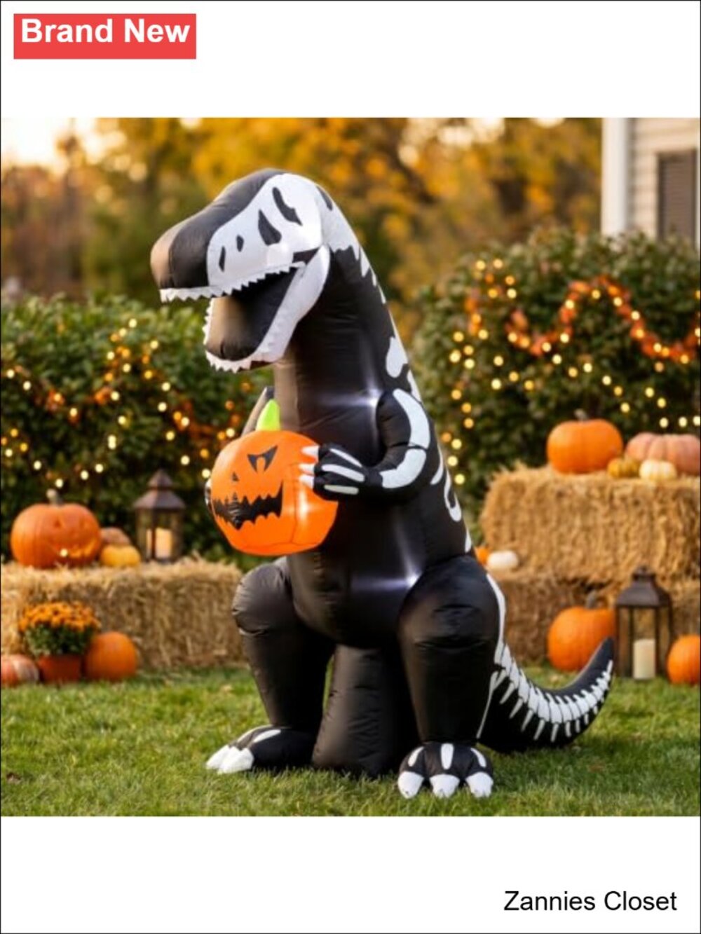 👻 6ft Halloween Dinosaur Pumpkin Inflatable Yard Decoration